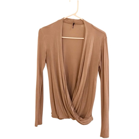 GoJane Tops - Taupe Surplice Top